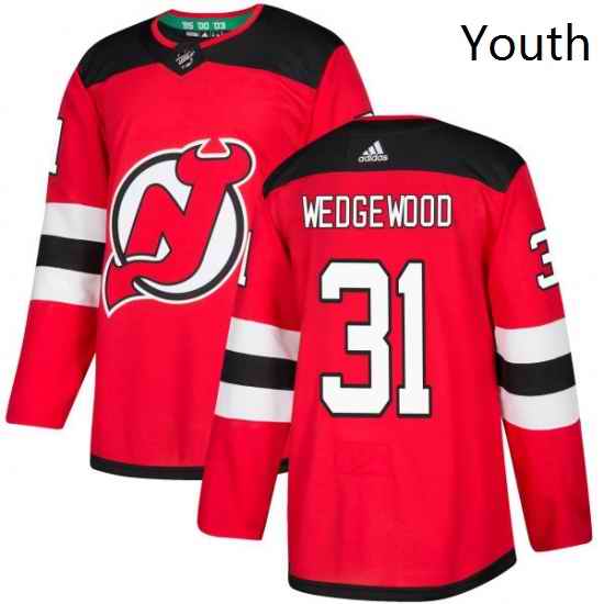 Youth Adidas New Jersey Devils 31 Scott Wedgewood Authentic Red Home NHL Jersey